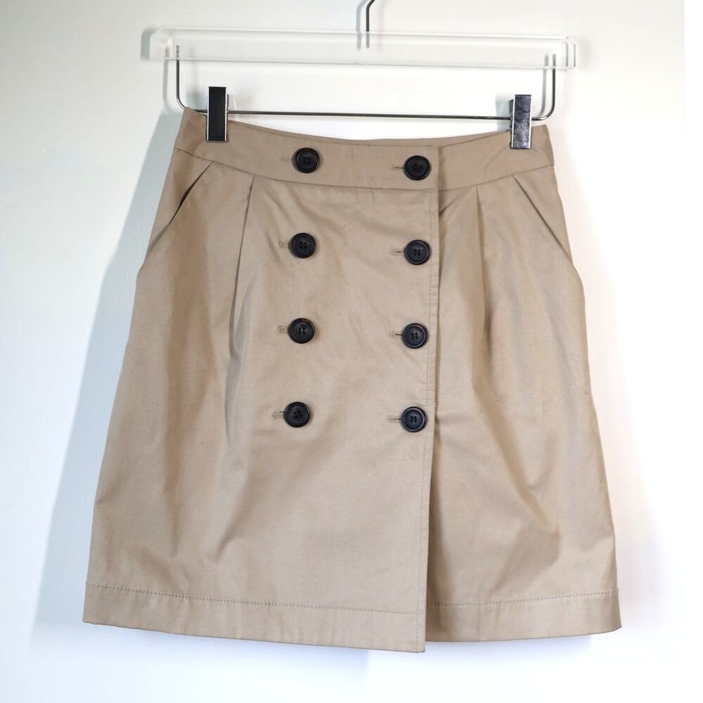 Club Monaco Neutral Khaki Academia Mini Skirt Preppy Classic Capsule Size 0